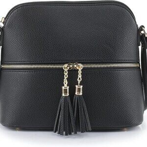 Lunar Lightweight Medium Dome Crossbody Bag Shoulder Bag with Tassel | Zipper Po